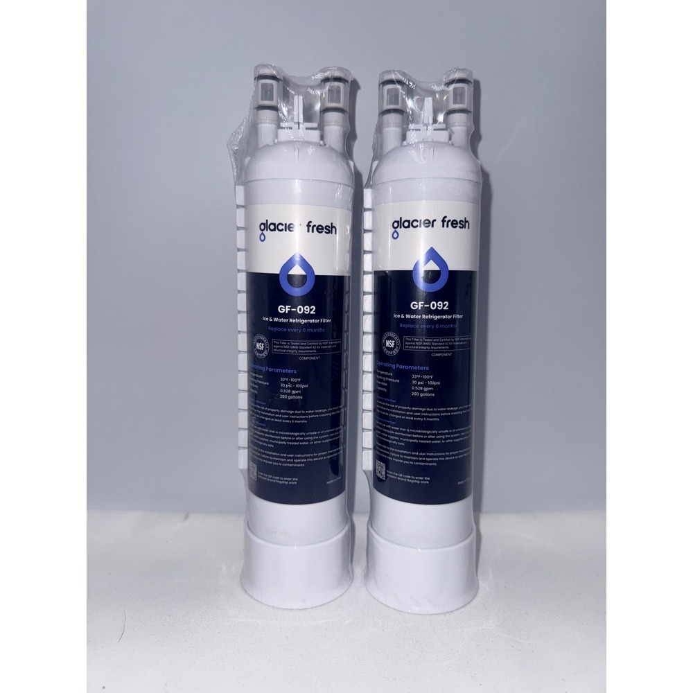 Glacier Fresh GF-092 Refrigerator Water Filter 2 Pack White New NSF Certified